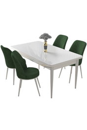Hanah Home Juego de Mesa y Sillas de Comedor de 5 Piezas Blanco y Caqui